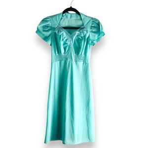 Strutwear Size Small Blue Lingerie Smocked Nightgown Feminine Retro Vintage